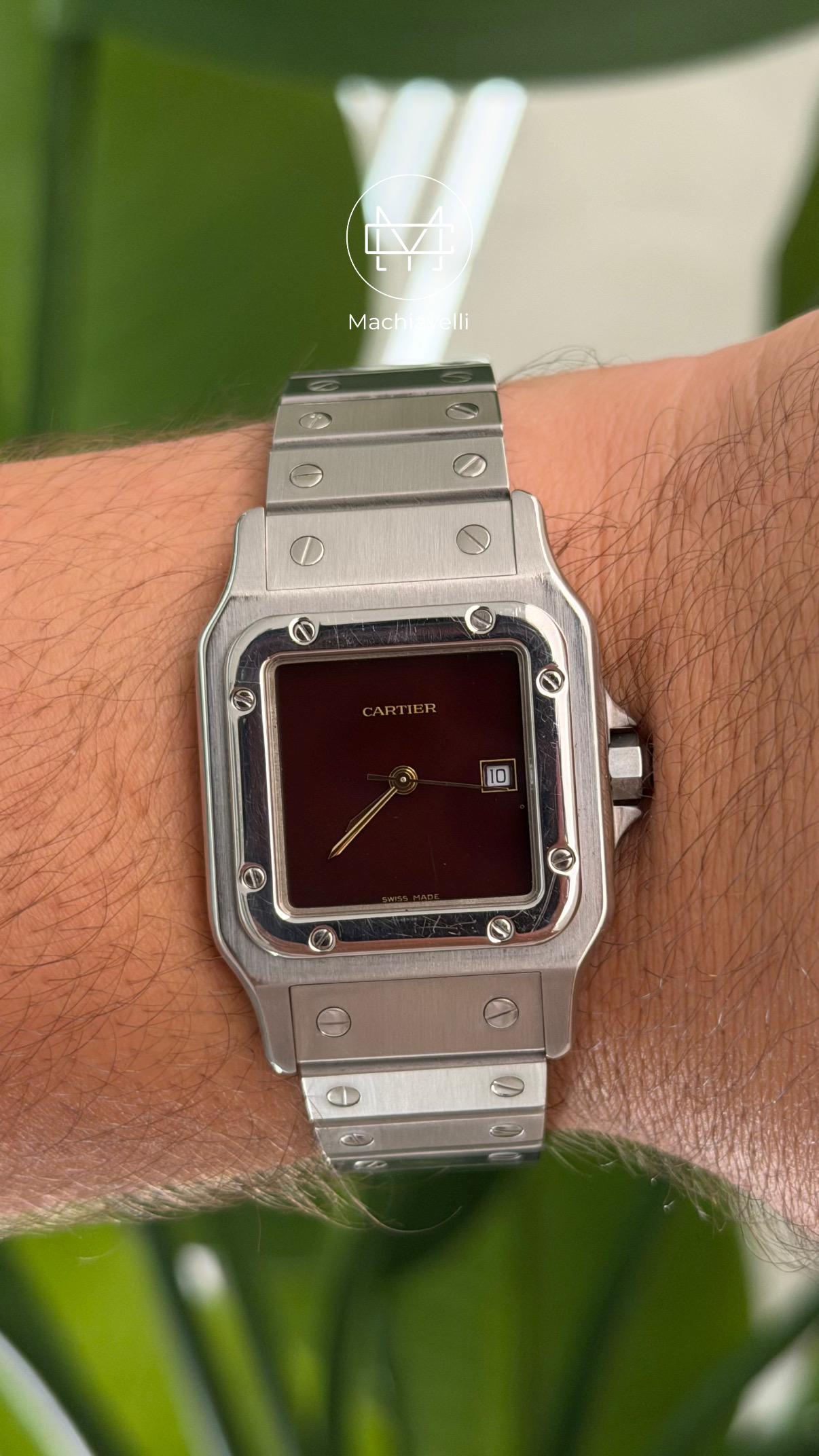 Cartier Santos Carré Burgundy